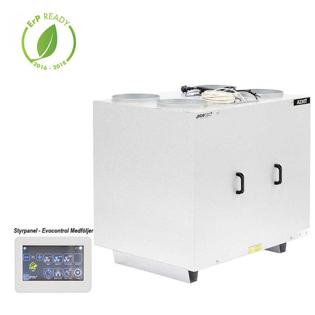 FTX Acetec EvoAir A230T EvoControl - 500m² toppanslutet aggregat - styrpanel medföljer