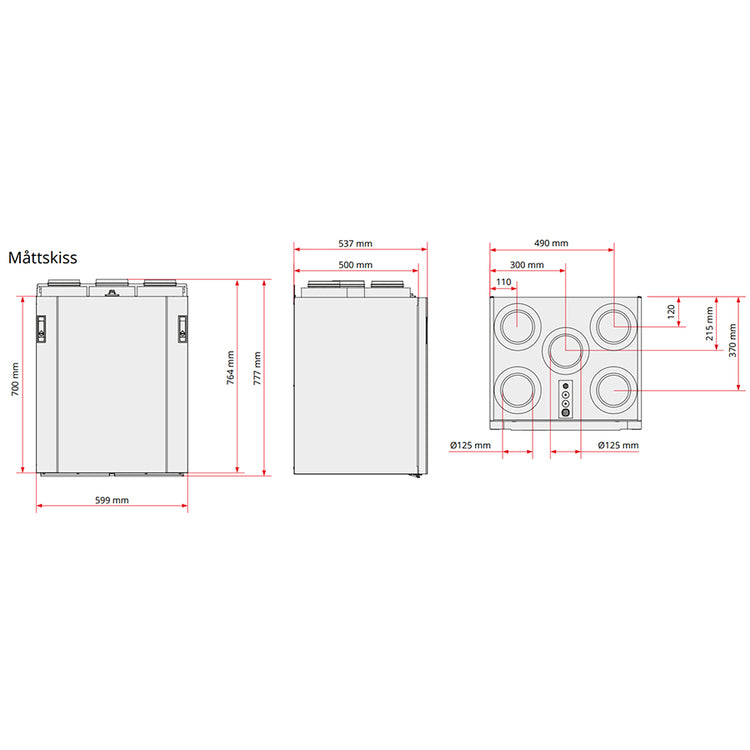FTX Flexit Nordic S2 EC - 165m² specifikation
