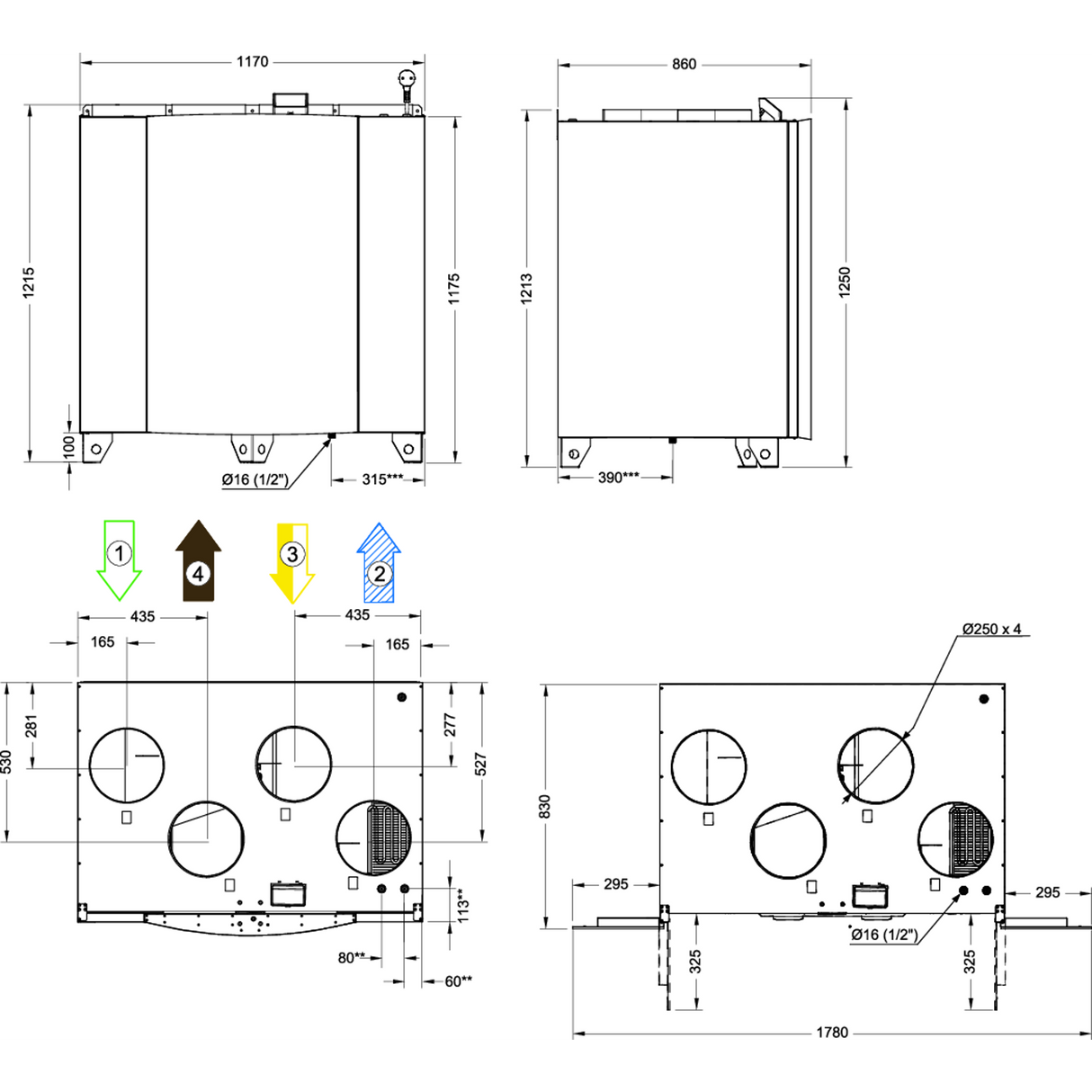 FTX Systemair SAVE VTR 700 R mått och specifikationer